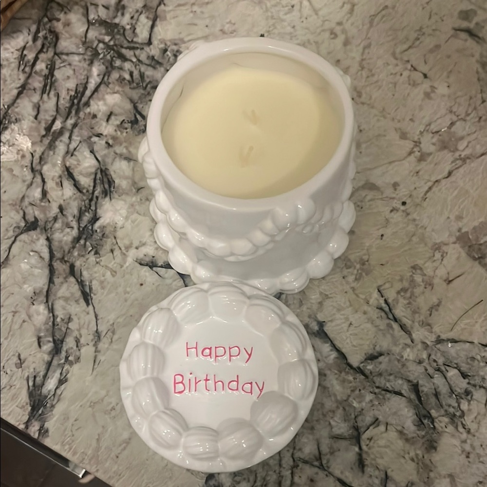 White Ceramic Birthday Candle Holder